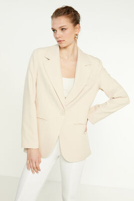 Önden Tek Düğme Kapamalı Blazer Ceket - Thumbnail (26)