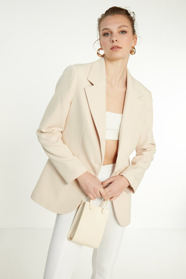 Önden Tek Düğme Kapamalı Blazer Ceket - 24