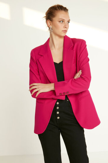 Önden Tek Düğme Kapamalı Blazer Ceket - 20