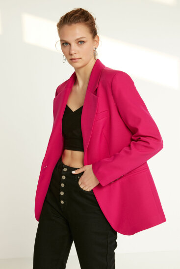 Önden Tek Düğme Kapamalı Blazer Ceket - 21