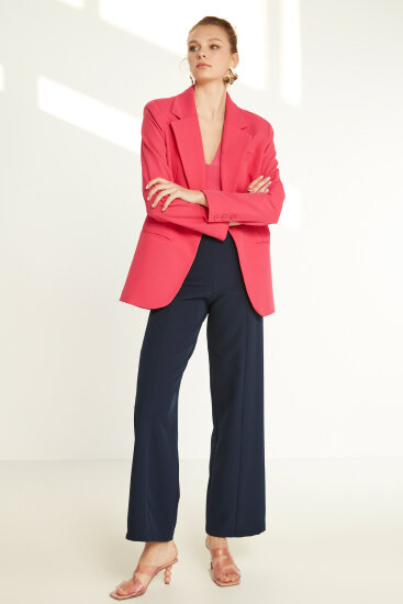 Önden Tek Düğme Kapamalı Blazer Ceket - 11