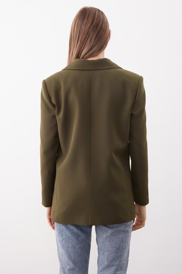Önden Tek Düğme Kapamalı Blazer Ceket - 37