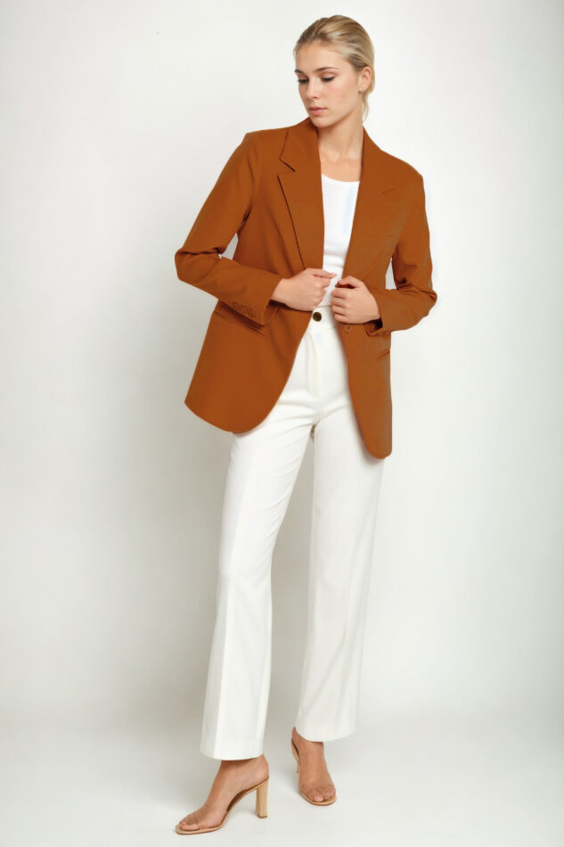 Önden Tek Düğme Kapamalı Blazer Ceket - 39