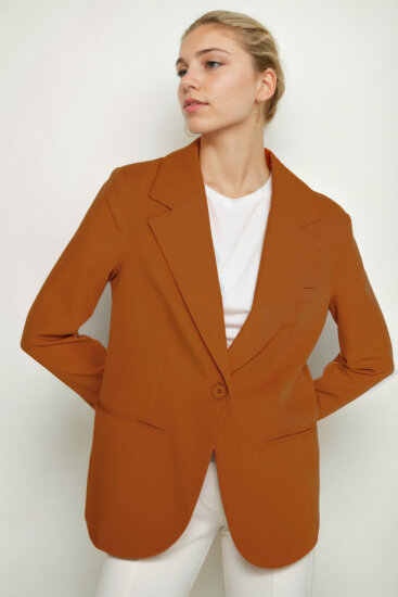 Önden Tek Düğme Kapamalı Blazer Ceket - 40