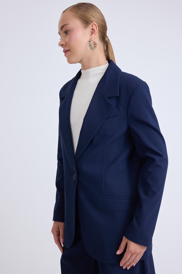 Önden Tek Düğme Kapamalı Blazer Ceket - 43