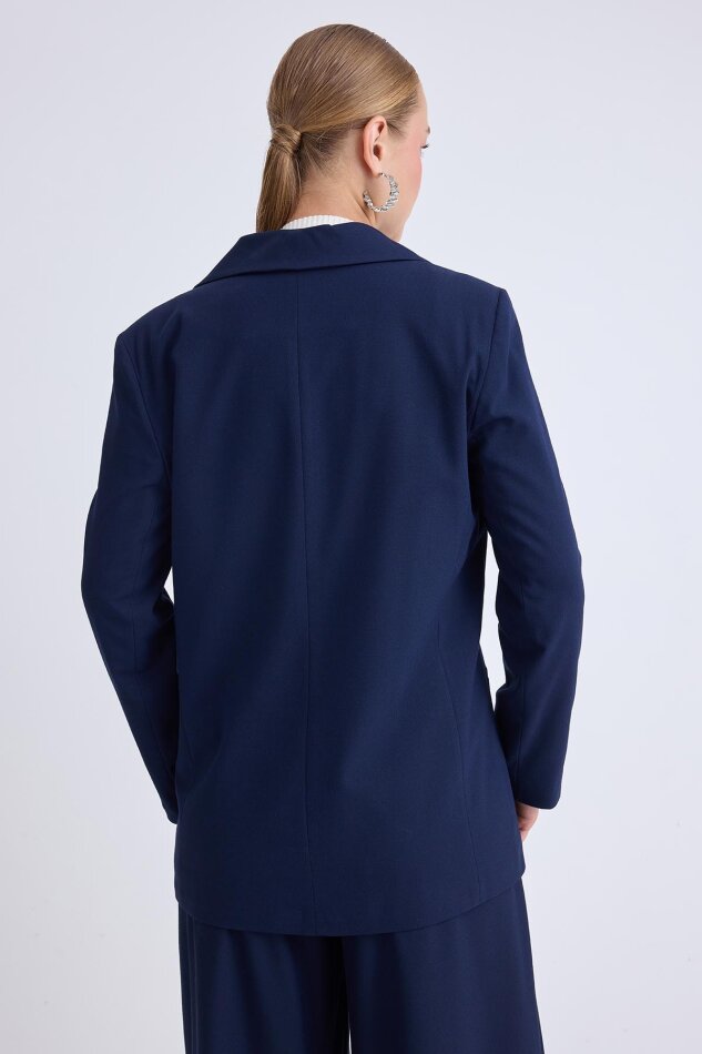 Önden Tek Düğme Kapamalı Blazer Ceket - 44