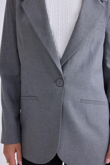 Önden Tek Düğme Kapamalı Blazer Ceket - 47