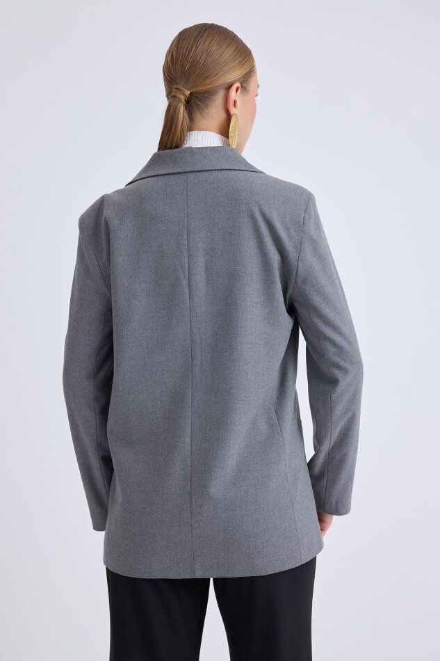 Önden Tek Düğme Kapamalı Blazer Ceket - 49