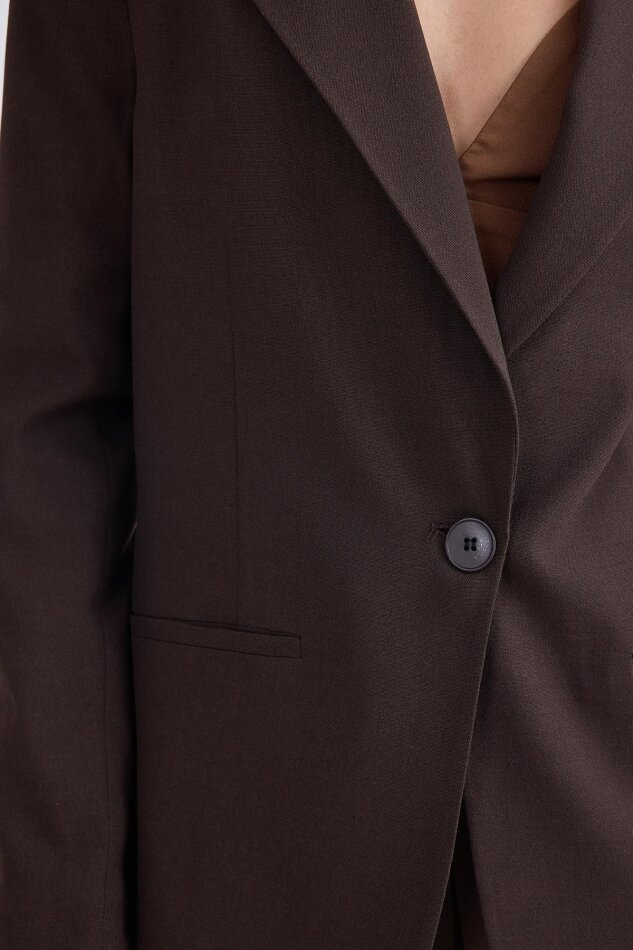 Önden Tek Düğme Kapamalı Blazer Ceket - 52