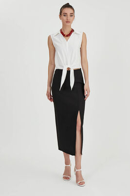 Önden Yırtmaçlı Midi Boy Etek - Thumbnail (19)