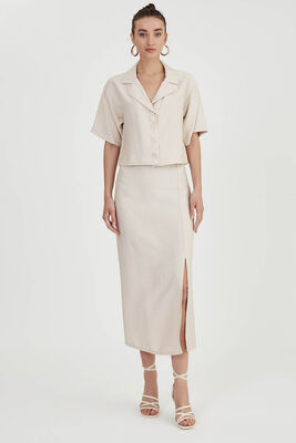 Önden Yırtmaçlı Midi Boy Etek - Thumbnail (21)