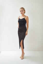 Önden Yırtmaçlı Midi Boy Etek - 4