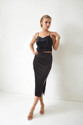 Önden Yırtmaçlı Midi Boy Etek - 6