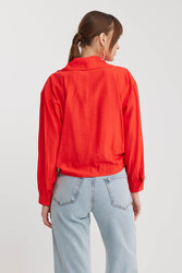 Önü Bağlamalı Düşük Omuz Uzun Kol Gömlek - 12