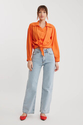 Önü Bağlamalı Düşük Omuz Uzun Kol Gömlek - 19