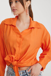 Önü Bağlamalı Düşük Omuz Uzun Kol Gömlek - 20