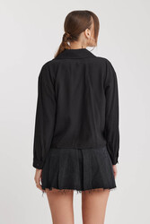 Önü Bağlamalı Düşük Omuz Uzun Kol Gömlek - 4