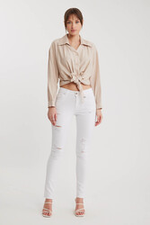 Önü Bağlamalı Düşük Omuz Uzun Kol Gömlek - 23