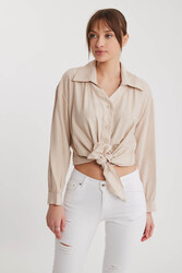 Önü Bağlamalı Düşük Omuz Uzun Kol Gömlek - 24