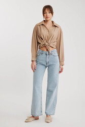 Önü Bağlamalı Düşük Omuz Uzun Kol Gömlek - 27