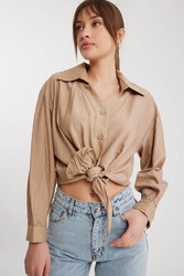 Önü Bağlamalı Düşük Omuz Uzun Kol Gömlek - 28