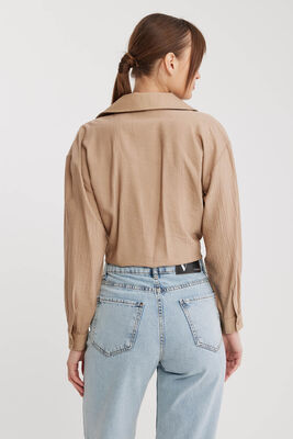 Önü Bağlamalı Düşük Omuz Uzun Kol Gömlek - 30