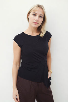 Önü Büzgü Detaylı Kısa Kol Bluz - Thumbnail (2)