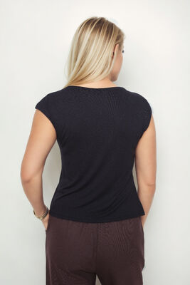 Önü Büzgü Detaylı Kısa Kol Bluz - Thumbnail (4)