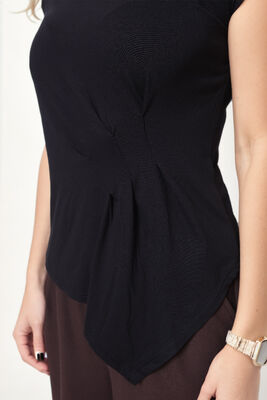 Önü Büzgü Detaylı Kısa Kol Bluz - Thumbnail (5)