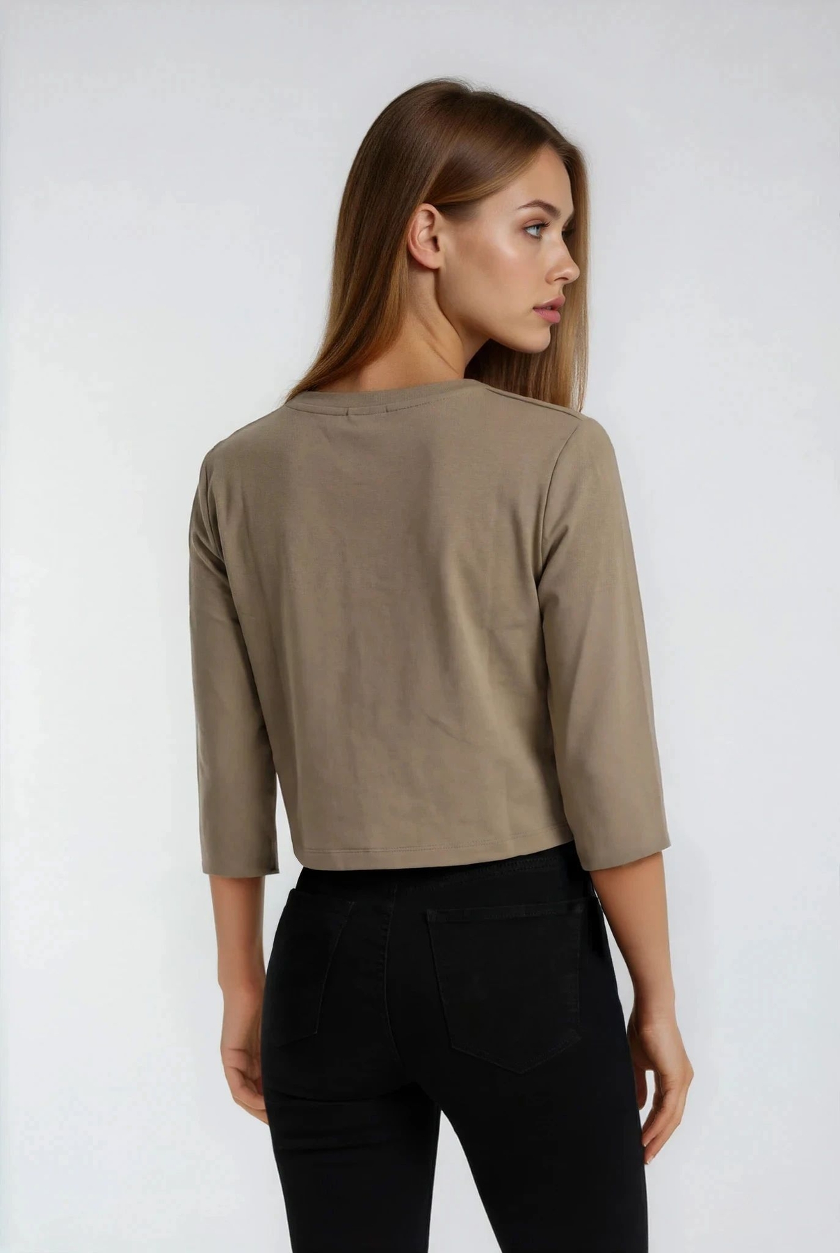 Önü Büzgü Detaylı Kısa Kol Modal Bluz - Thumbnail