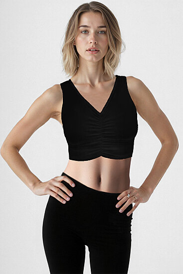 Önü Büzgülü Crop Sporcu Atlet - 3