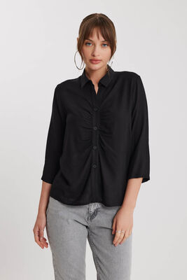 Önü Büzgülü Viskon Keten Gömlek - 22