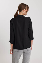 Önü Büzgülü Viskon Keten Gömlek - 25