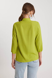 Önü Büzgülü Viskon Keten Gömlek - 35