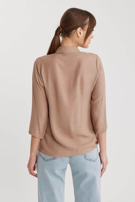 Önü Büzgülü Viskon Keten Gömlek - 47