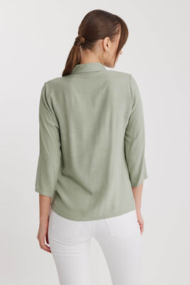 Önü Büzgülü Viskon Keten Gömlek - 39