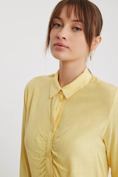 Önü Büzgülü Viskon Keten Gömlek - 41