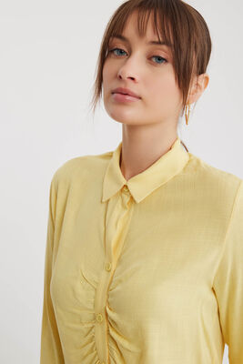 Önü Büzgülü Viskon Keten Gömlek - 41