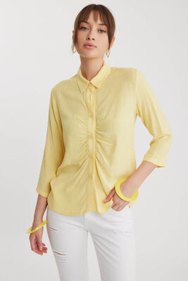 Önü Büzgülü Viskon Keten Gömlek - 40