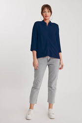 Önü Büzgülü Viskon Keten Gömlek - 49