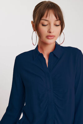 Önü Büzgülü Viskon Keten Gömlek - 51