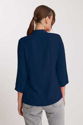 Önü Büzgülü Viskon Keten Gömlek - 52