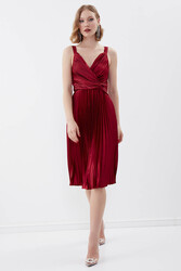 Önü Desenli Piliseli Elbise - 31