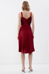 Önü Desenli Piliseli Elbise - 34