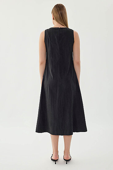 Önü Detaylı Sıfır Kol Elbise - 22