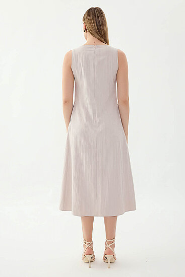 Önü Detaylı Sıfır Kol Elbise - 27