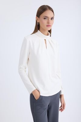 Önü Detaylı Uzun Kol Bluz - Thumbnail (2)