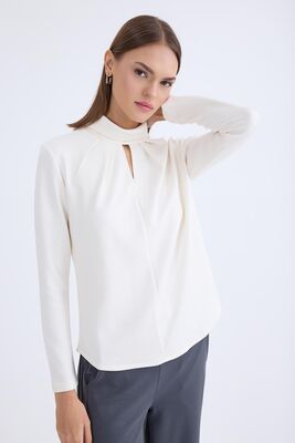 Önü Detaylı Uzun Kol Bluz - Thumbnail (4)