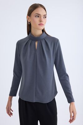 Önü Detaylı Uzun Kol Bluz - Thumbnail (5)