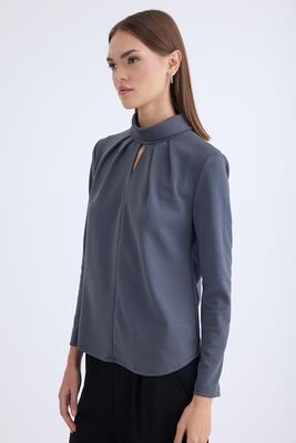 Önü Detaylı Uzun Kol Bluz - Thumbnail (7)